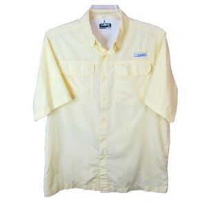 Habit Short Sleeve Button‎ Down Fishing Shirt Men's Medium Yellow Vented